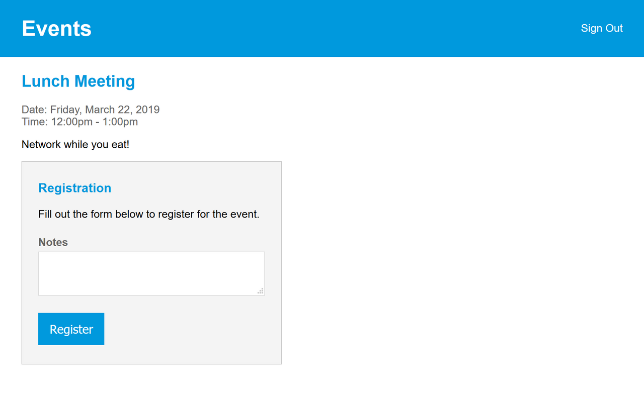 Event Registration Web App - Event Screenshot