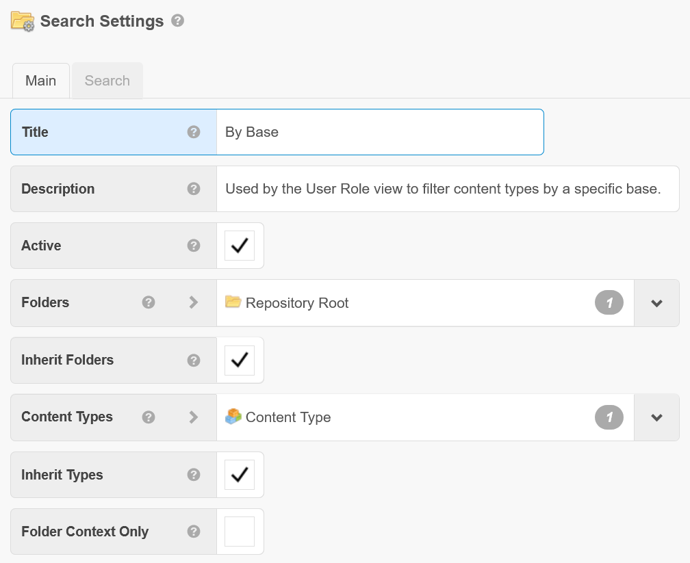 Search Settings - Main