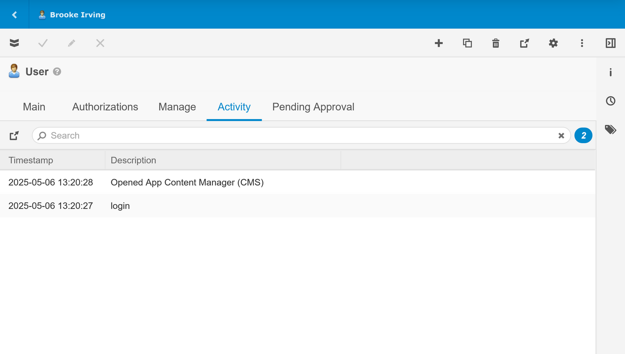 User View - Activity Tab