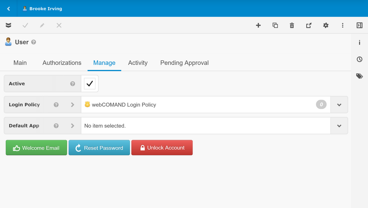 User View - Manage Tab